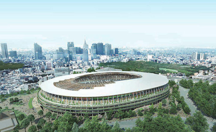 Photo: Exterior perspective image of the National Stadium (JAPAN NATIONAL STADIUM)